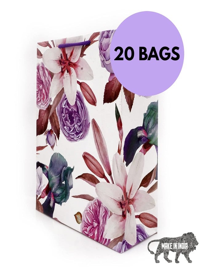 Arrow Paper Products Carry Bags Lilly Flower Return for Weddings, Birthday, Holiday Presents (Pack of 10, 28x20x7.5 cm) - Image 3
